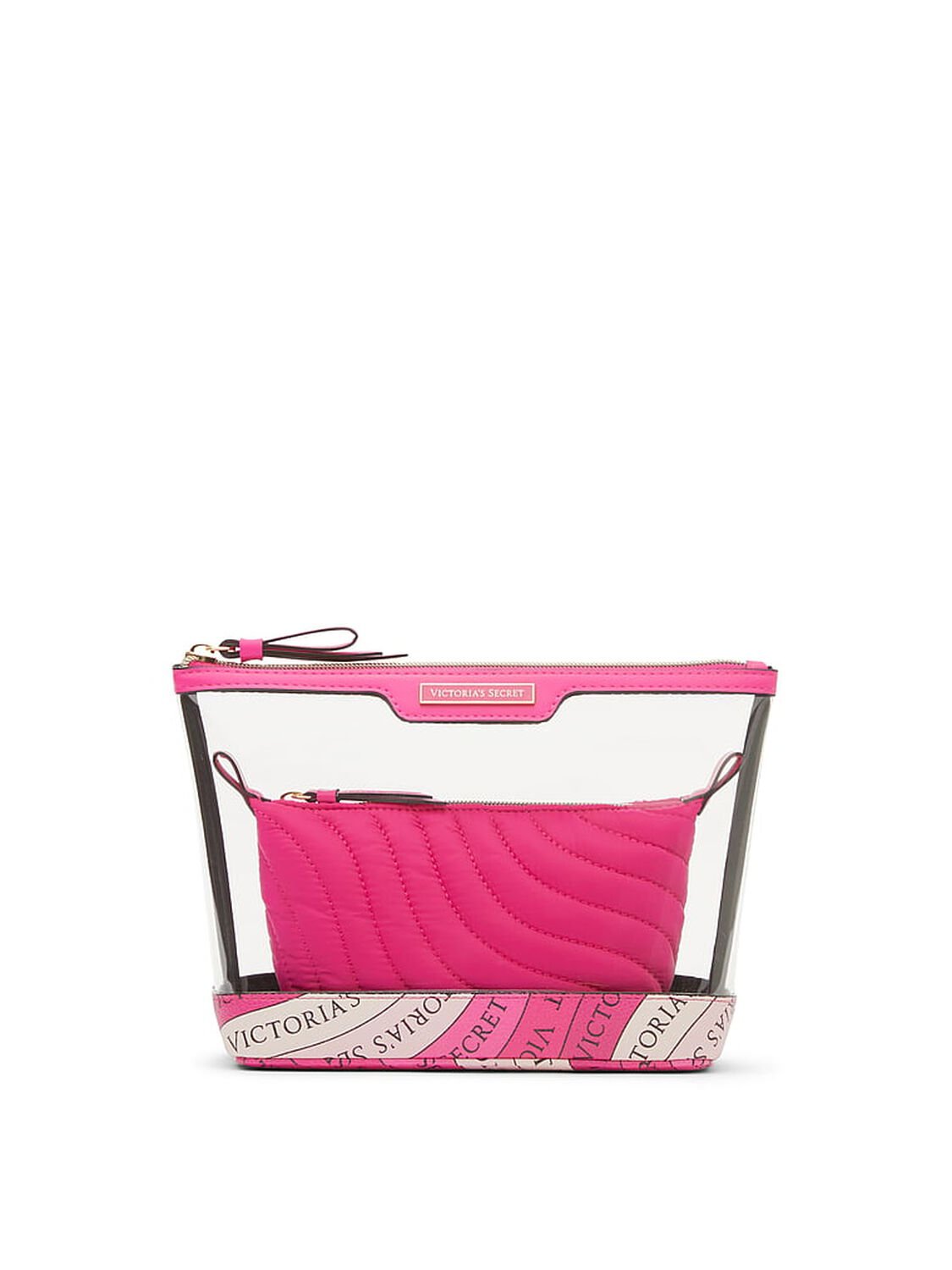 vs Victoria's Secret 2-Piece Makeup Bag Pink Swirl 1 of 3 