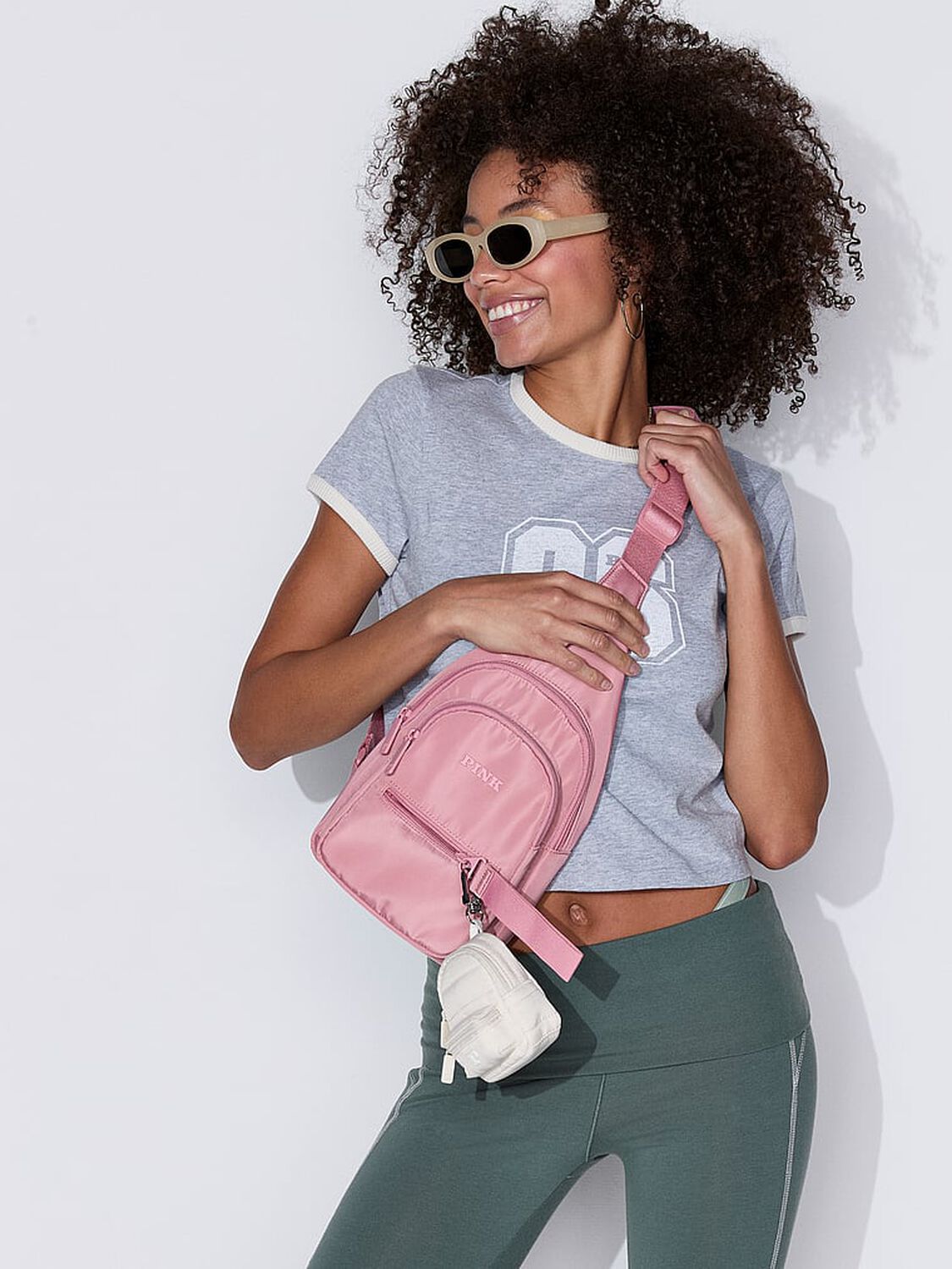 vs Pink Nylon Sling Backpack Pale Rosy Pink 4 of 4 