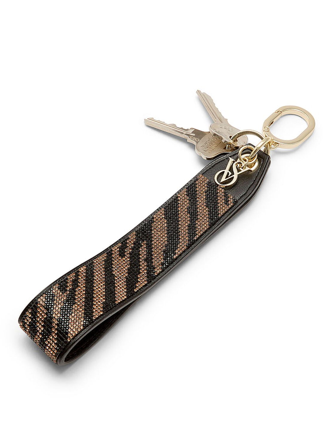 beauty Victoria's Secret Wristlet Strap Keychain Black Zebra Straw 2 of 2 