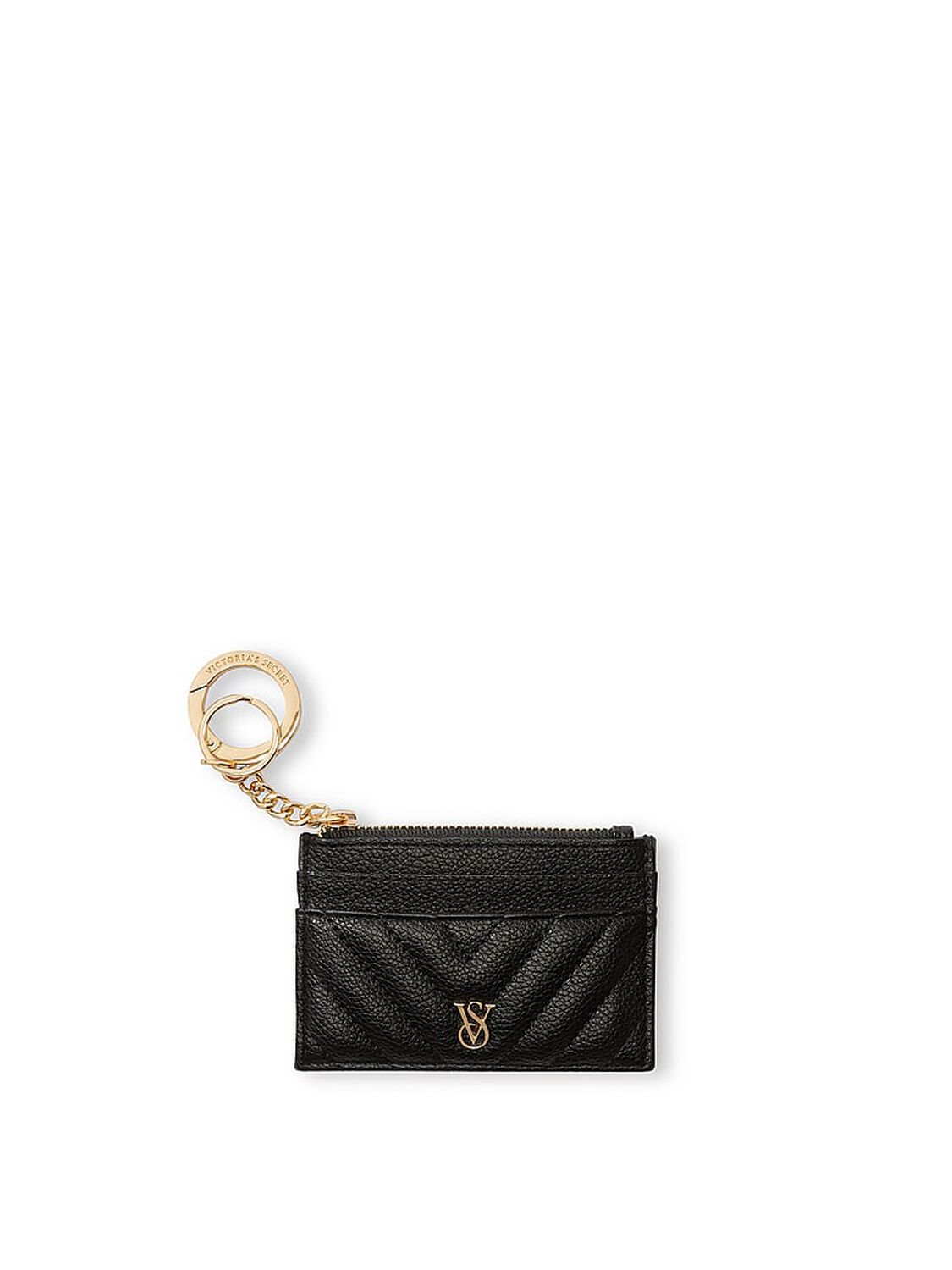 vs Victoria's Secret The Victoria Card Case Keychain Black 1 of 2 
