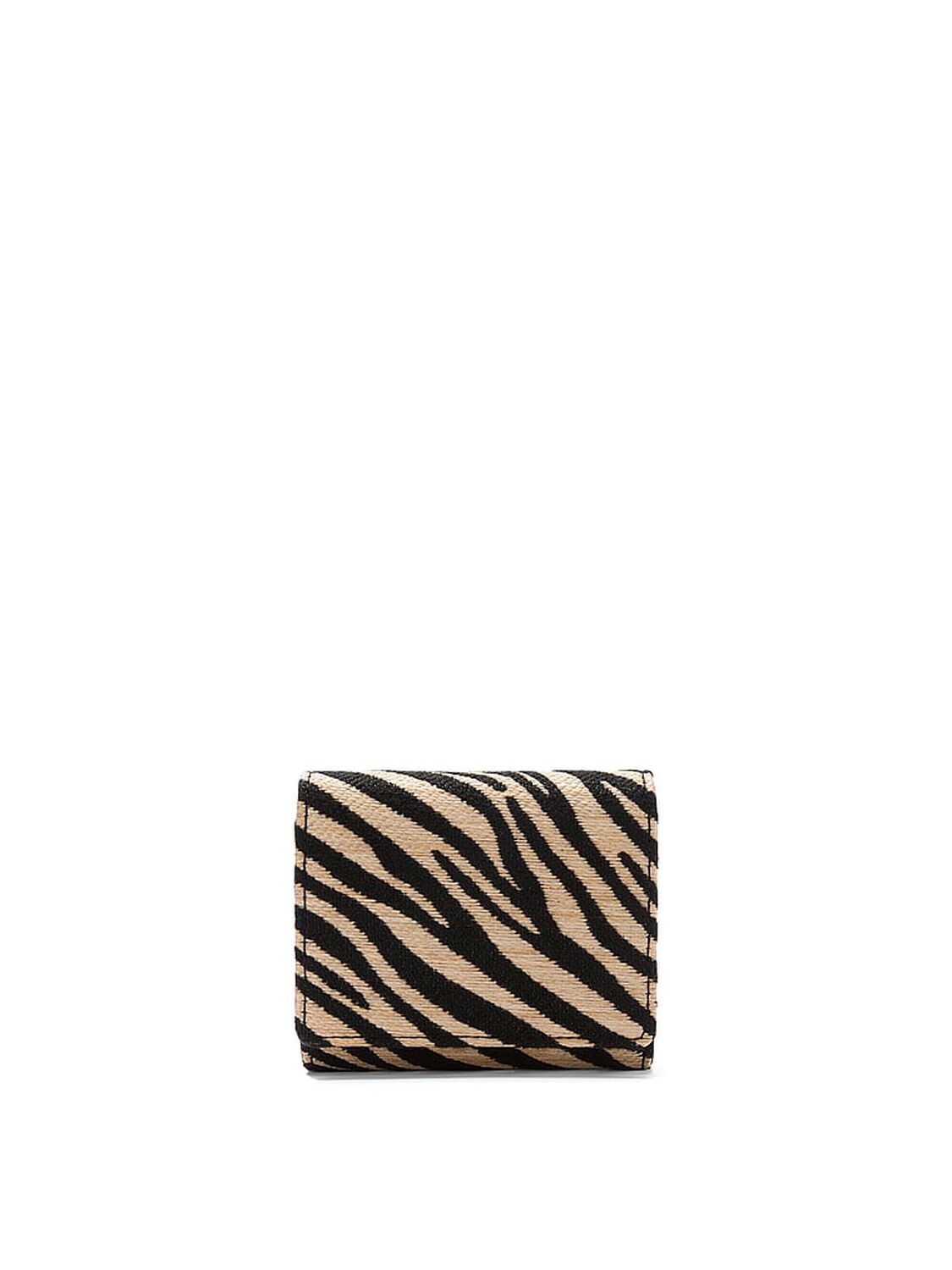 beauty Victoria's Secret Small Flap Wallet Black Zebra Straw 1 of 3 