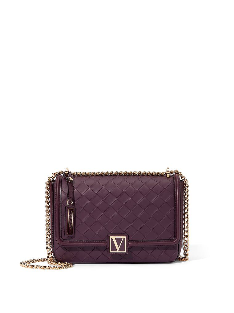 The Victoria Medium Shoulder Bag Black Violet Woven One Size Victoria s Secret Australia