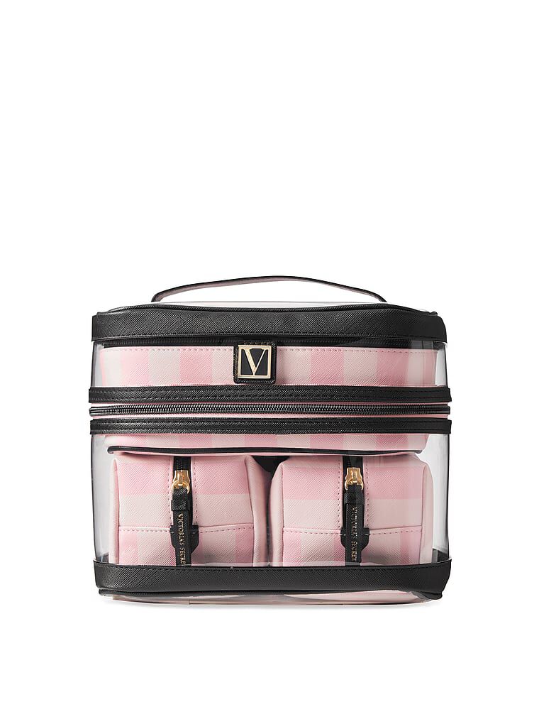 Victoria secret signature stripe beauty bag deals