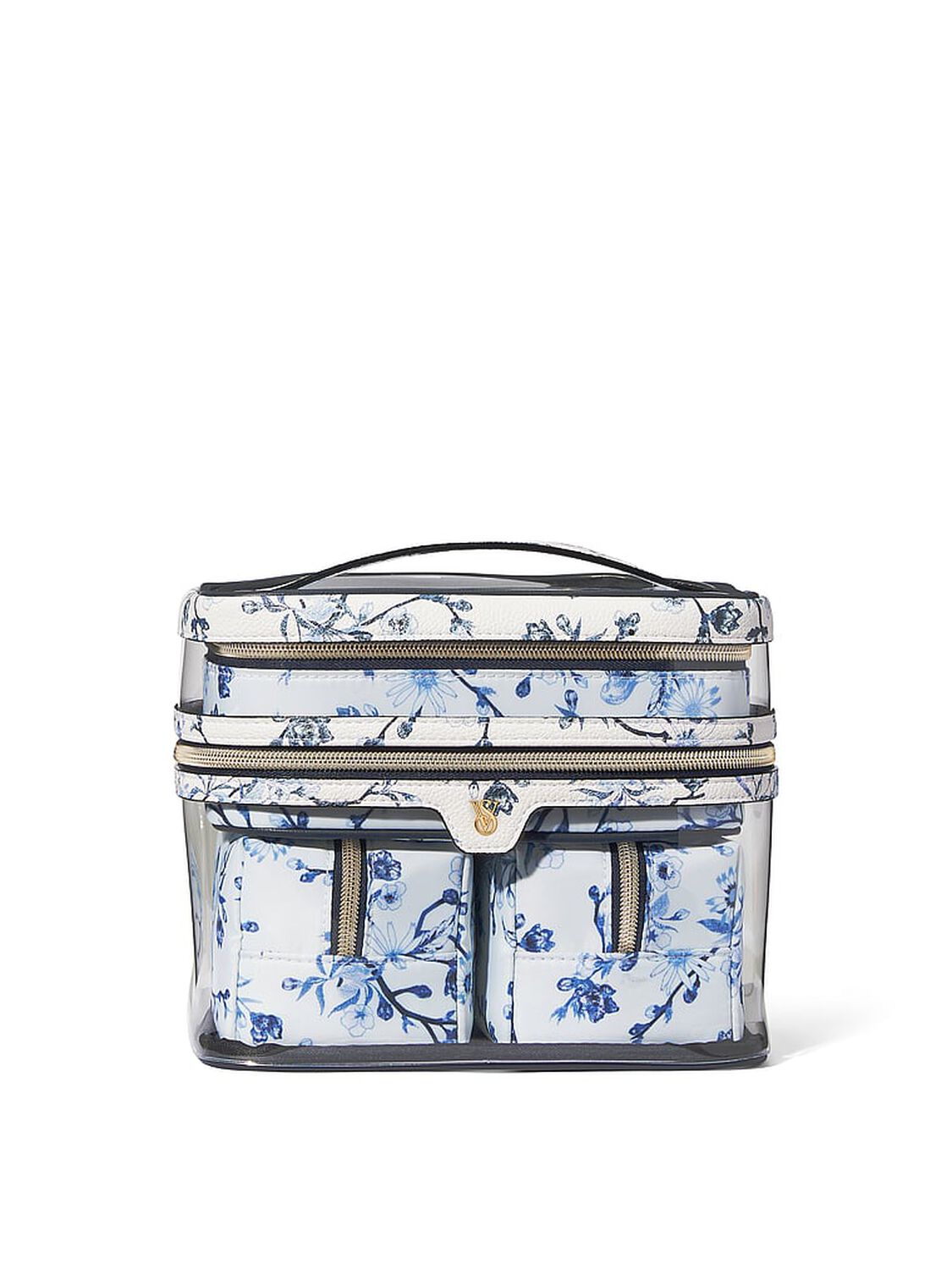 vs Victoria's Secret 4-Piece Makeup Bag Blue Floral 1 of 2 