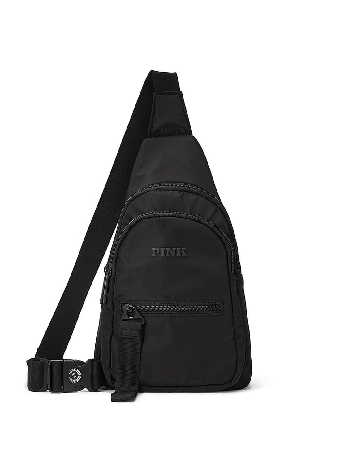 vs Pink Nylon Sling Backpack Pure Black 1 of 2 
