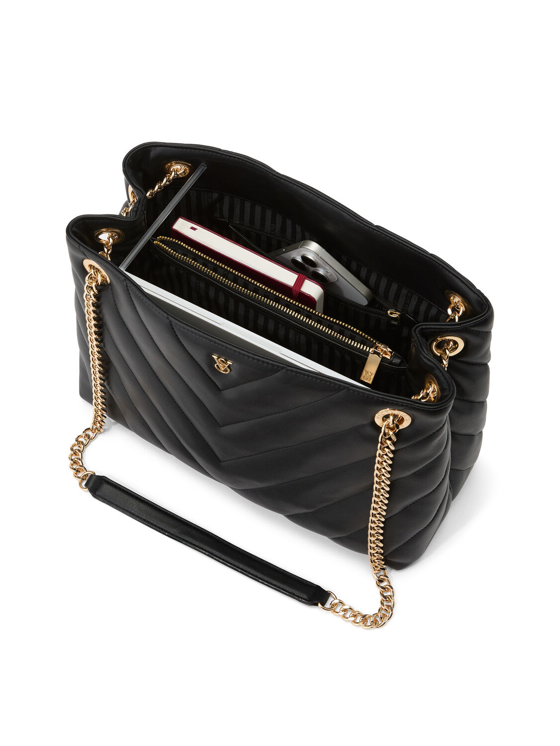 vs Victoria's Secret Slouchy Chain Shoulder Bag Black 2 of 3 