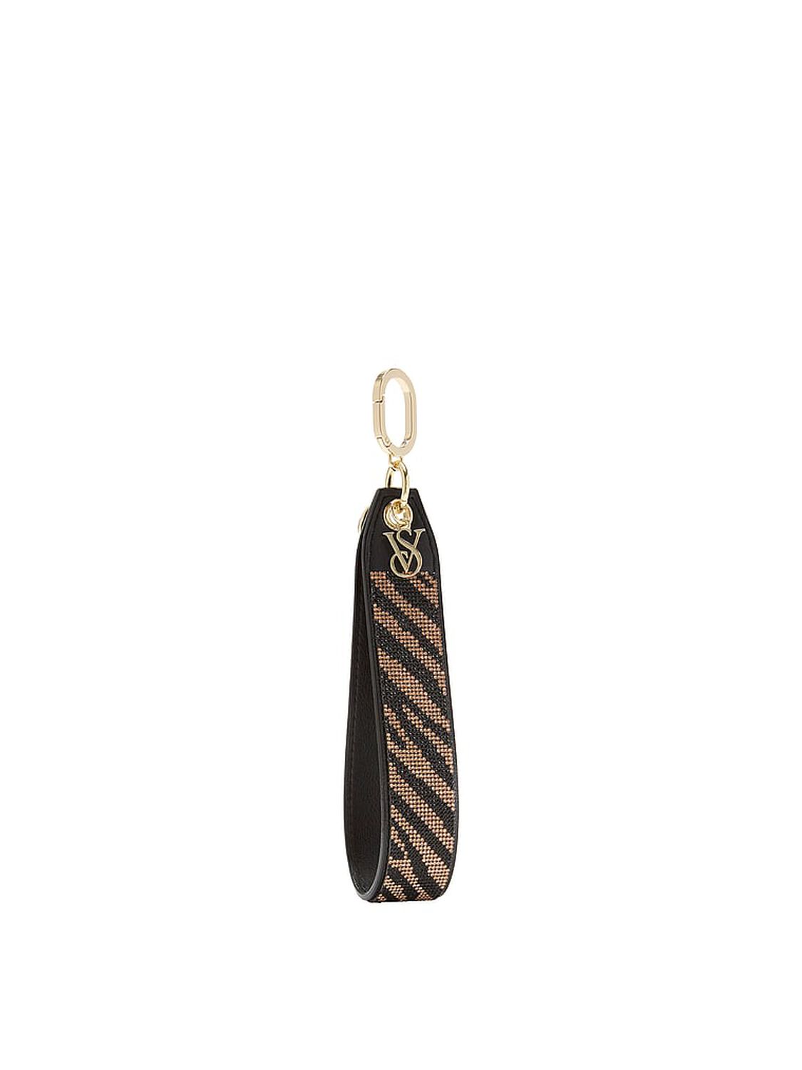 beauty Victoria's Secret Wristlet Strap Keychain Black Zebra Straw 1 of 2 