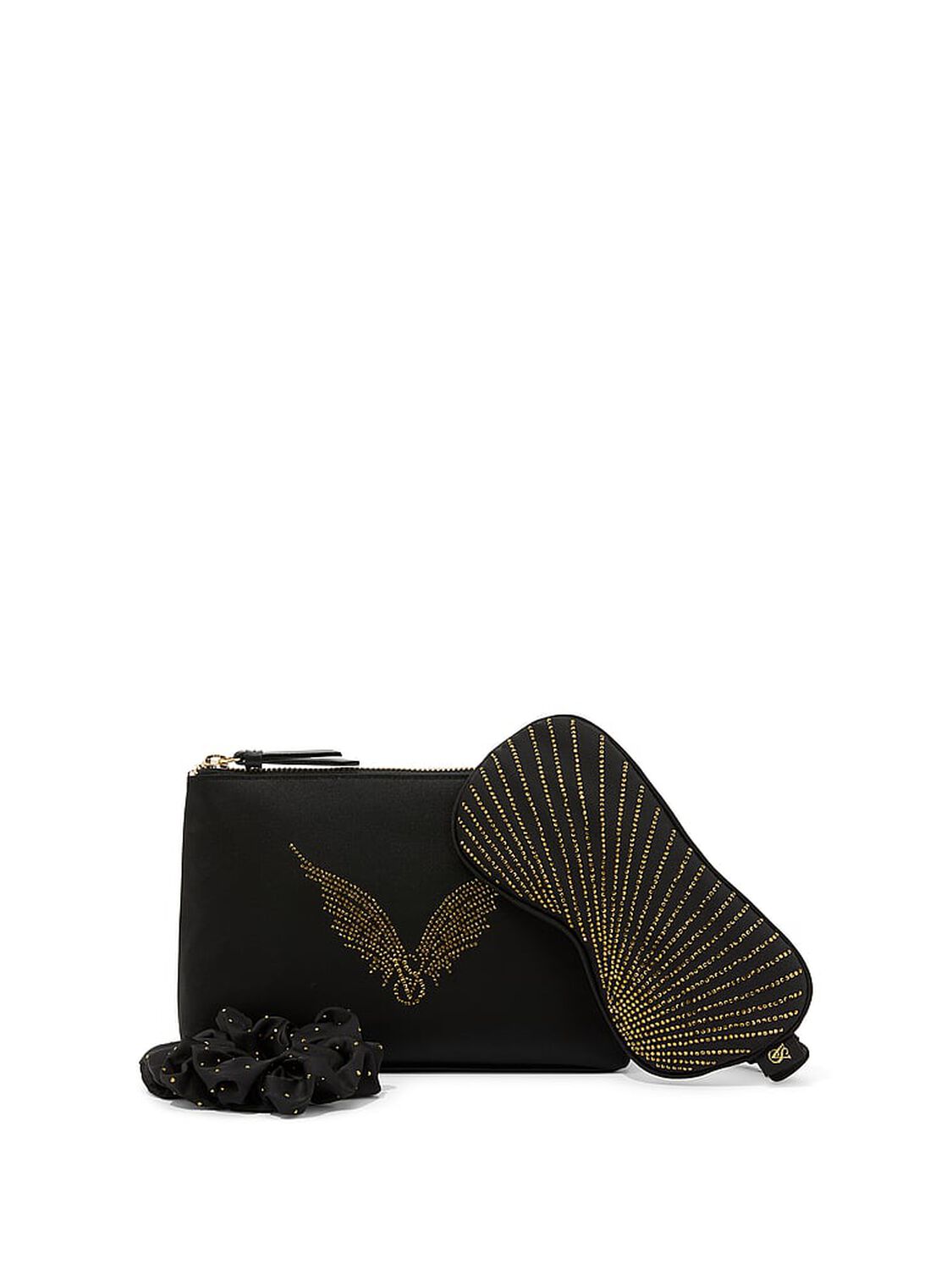 beauty Victoria's Secret Victoria's Secret Backstage 3-Piece Satin Shine Accessories Set Black And Gold 1 of 3 