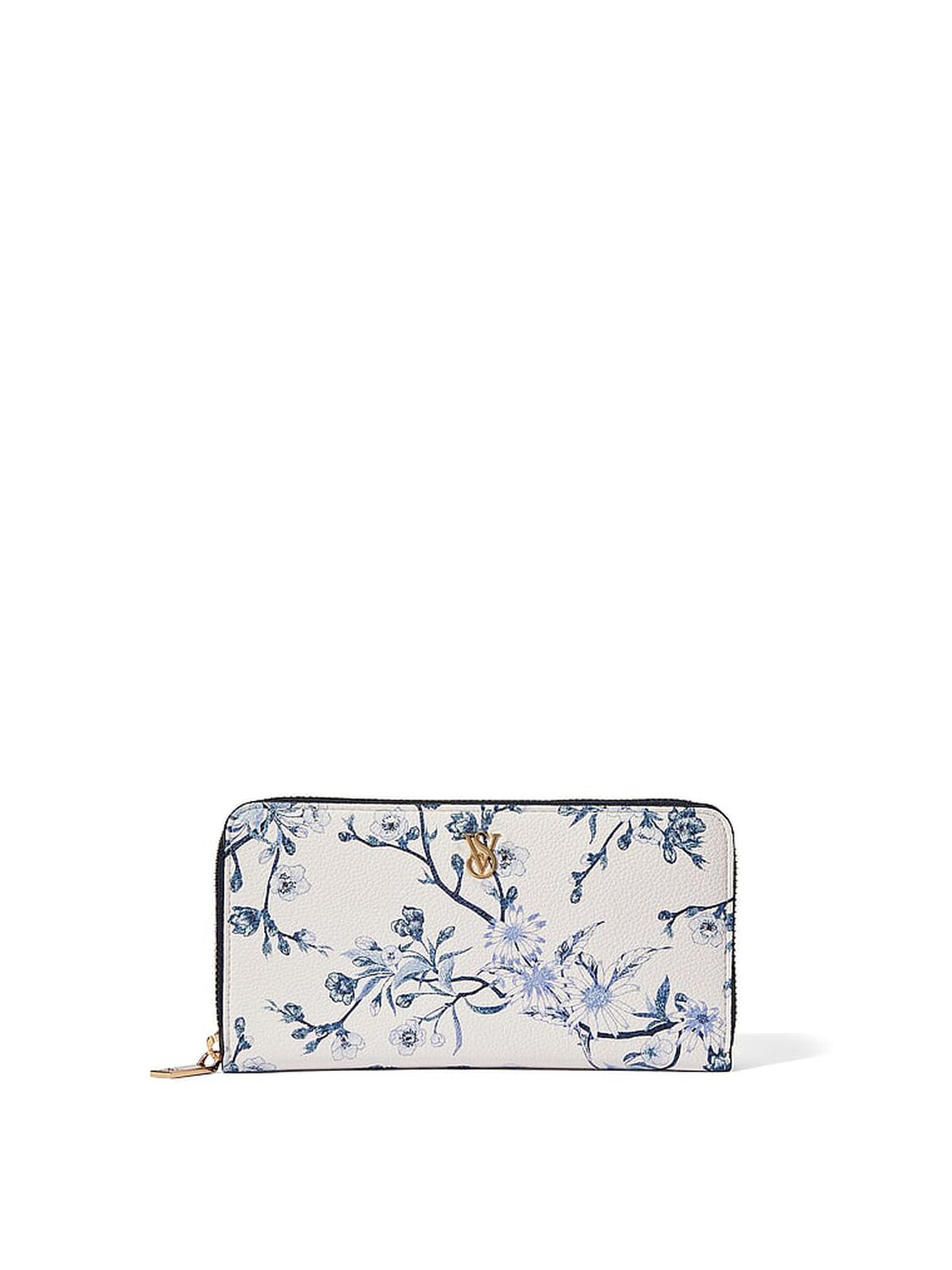 vs Victoria's Secret Large Wallet with Zip Blue Floral 1 of 2 