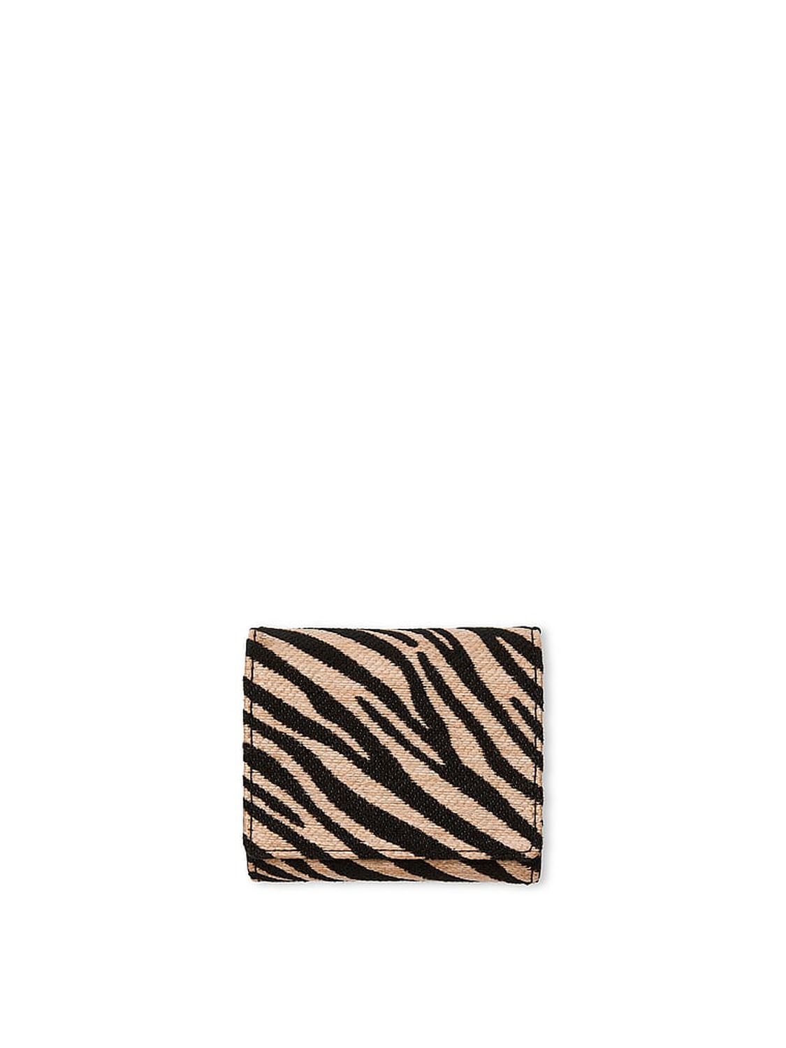 beauty Victoria's Secret Foldover Card Case Keychain Black Zebra Straw 1 of 2 
