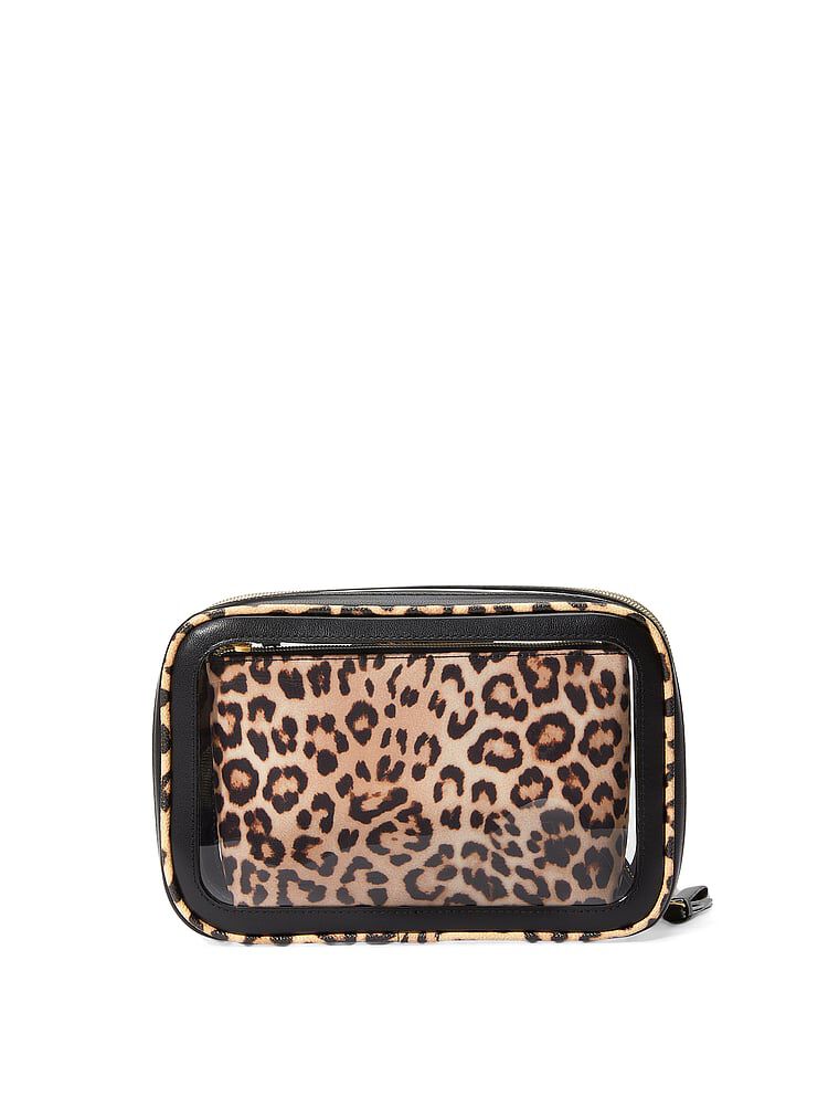 Victoria secret leopard print makeup bag hot sale