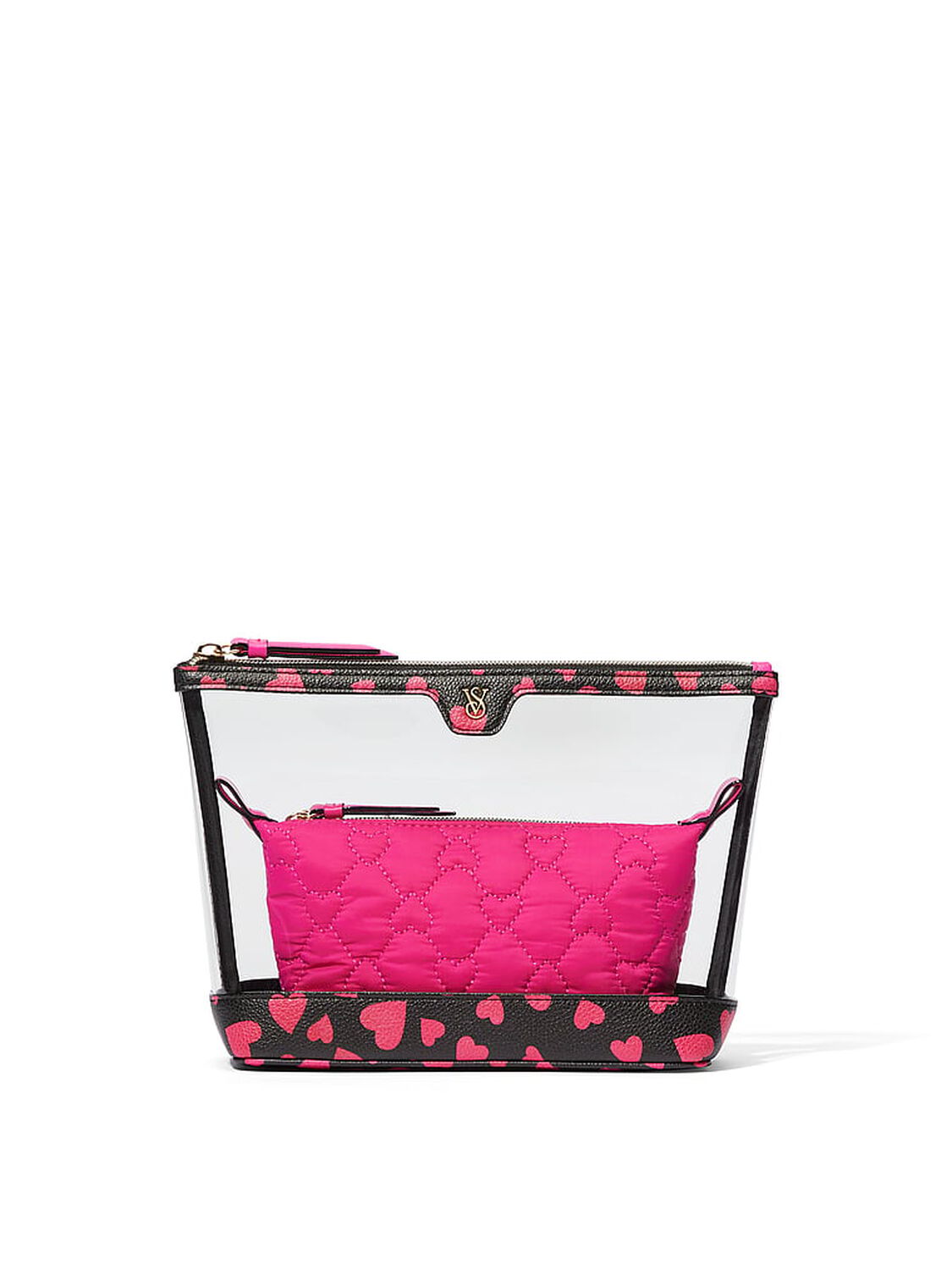 vs Victoria's Secret 2-Piece Makeup Bag Hearts 1 of 2 