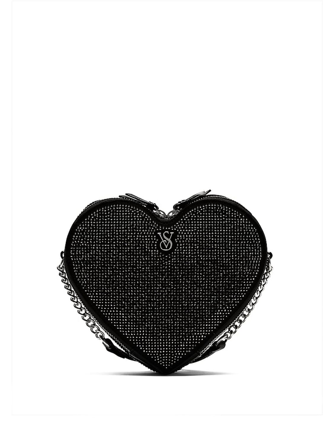 vs Victoria's Secret Heart Crossbody Bag Black Rhinestone 2 of 3 