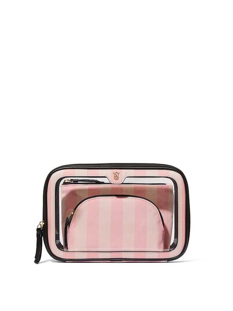 Victoria secret signature stripe beauty bag 2025