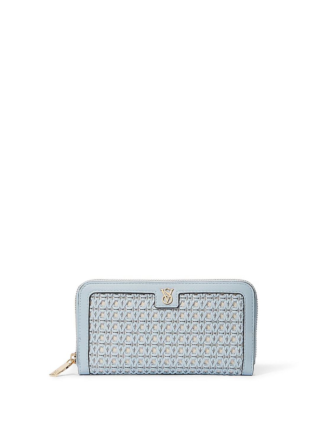 vs Victoria's Secret Large Wallet with Zip Blue Woven 1 of 2 