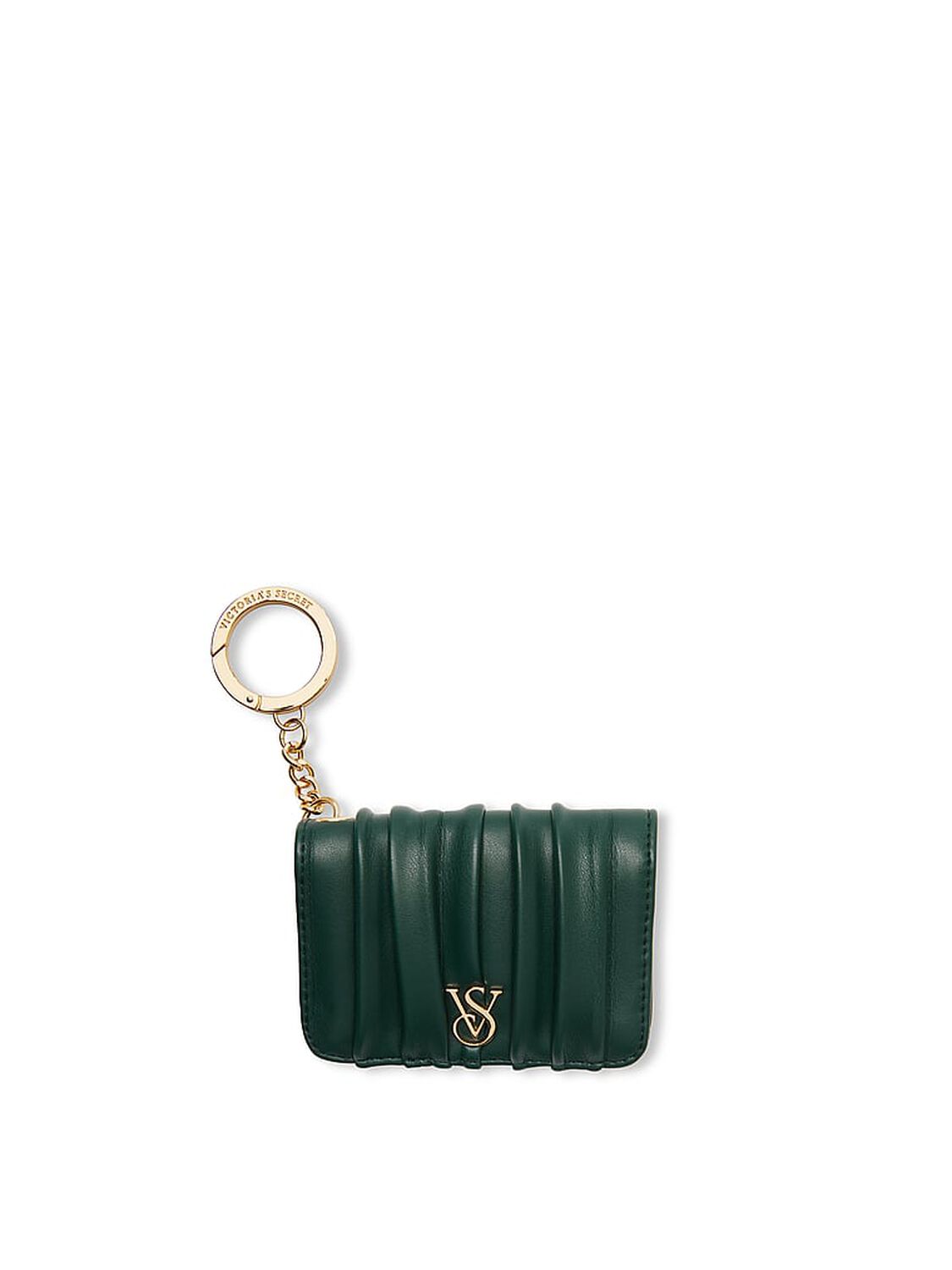vs Victoria's Secret Flap Card Case Keychain Black Ivy Pleated 1 of 3 