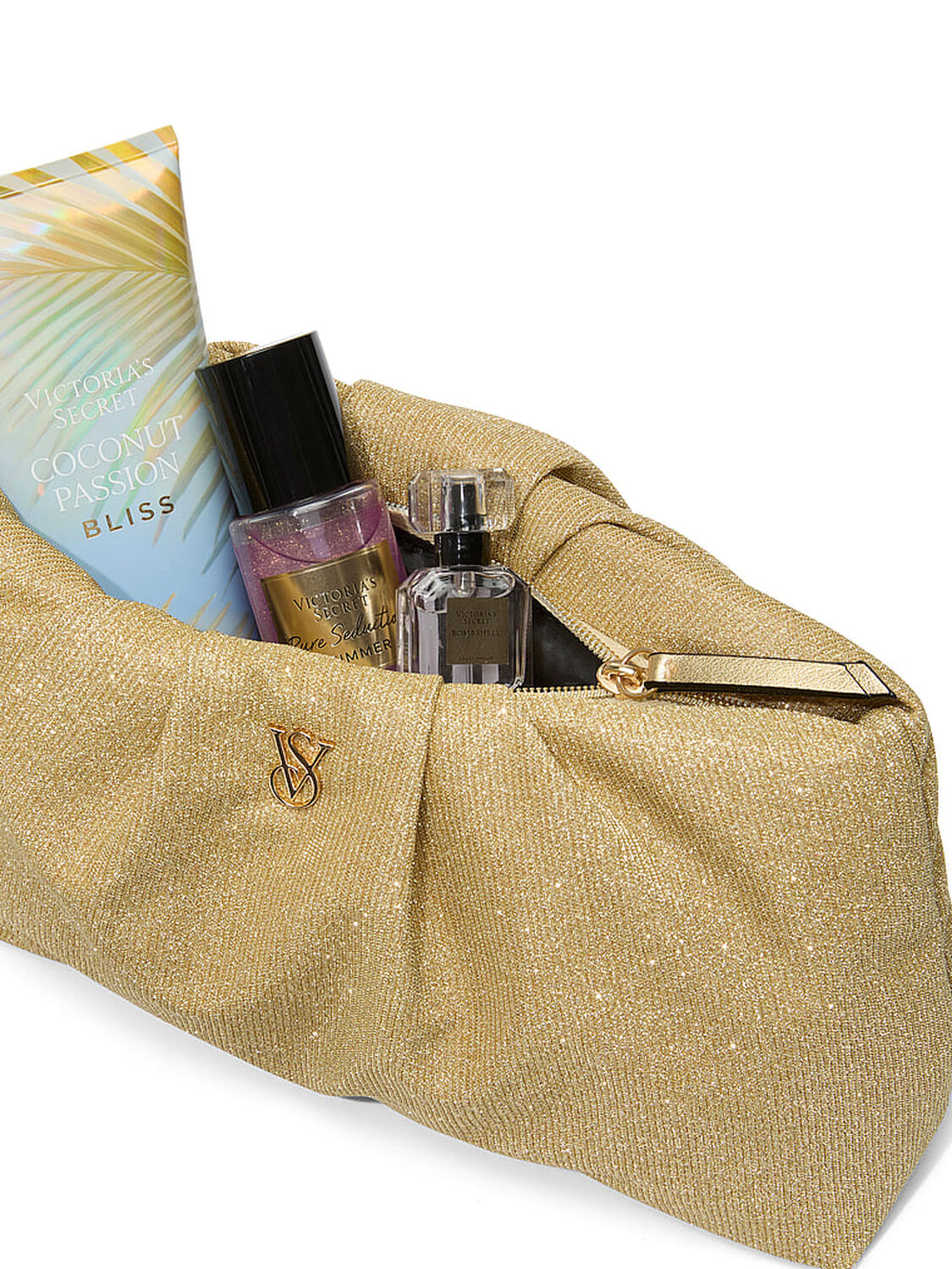 vs Victoria's Secret Shimmer Makeup Bag Generic Gold 3 of 3 