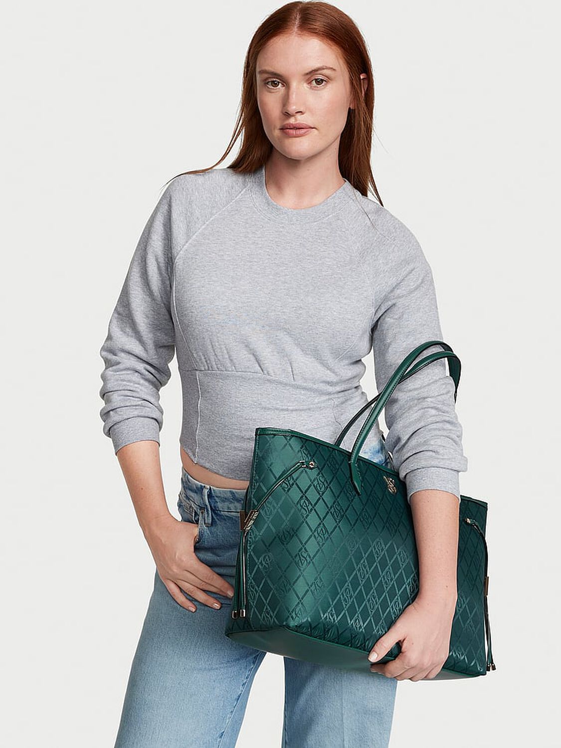 vs Victoria's Secret Large Tote Bag Black Ivy Logo 3 of 4 