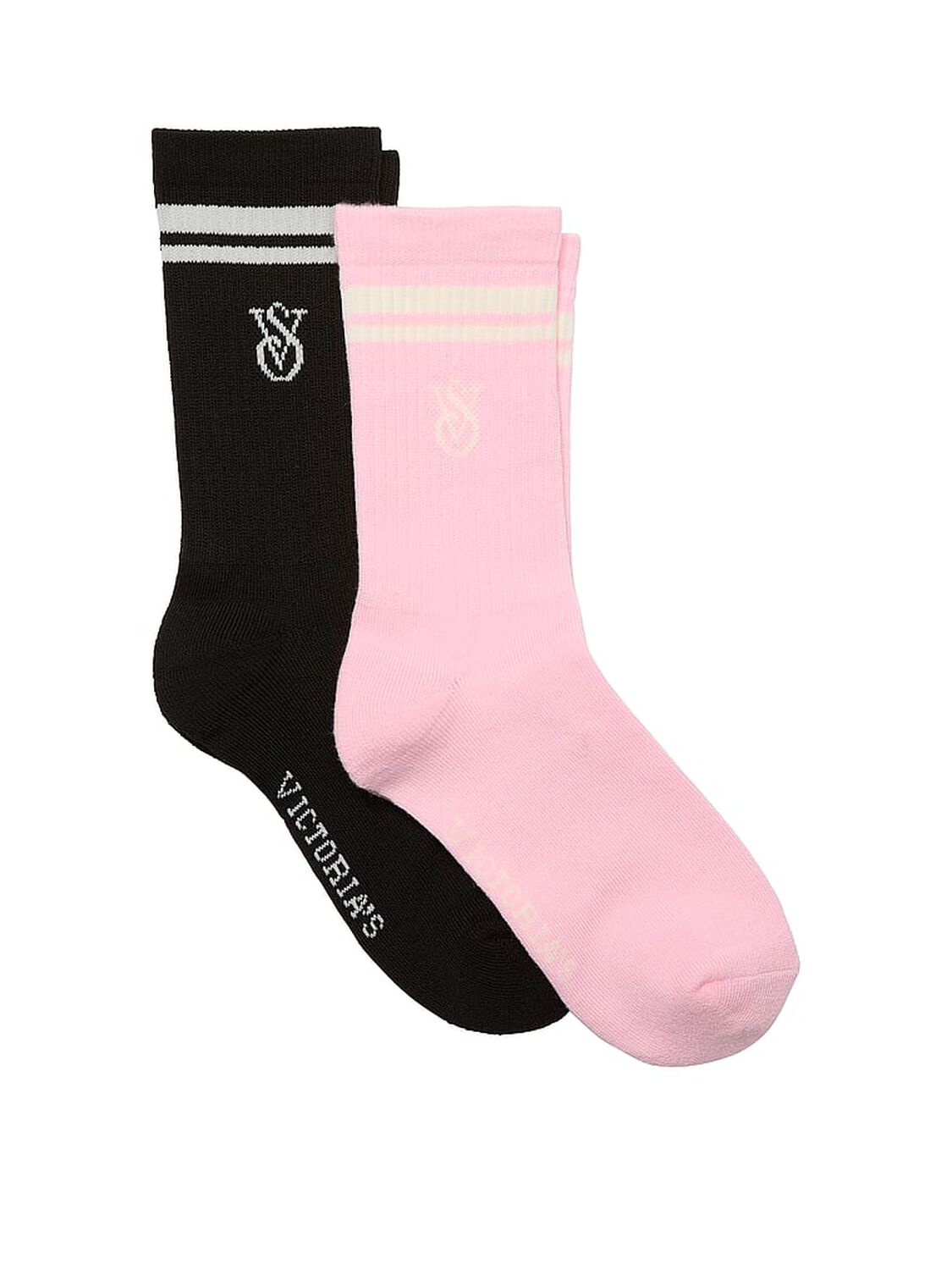 vs Victoria's Secret Crew Socks Black And Petal Pink 1 of 1 