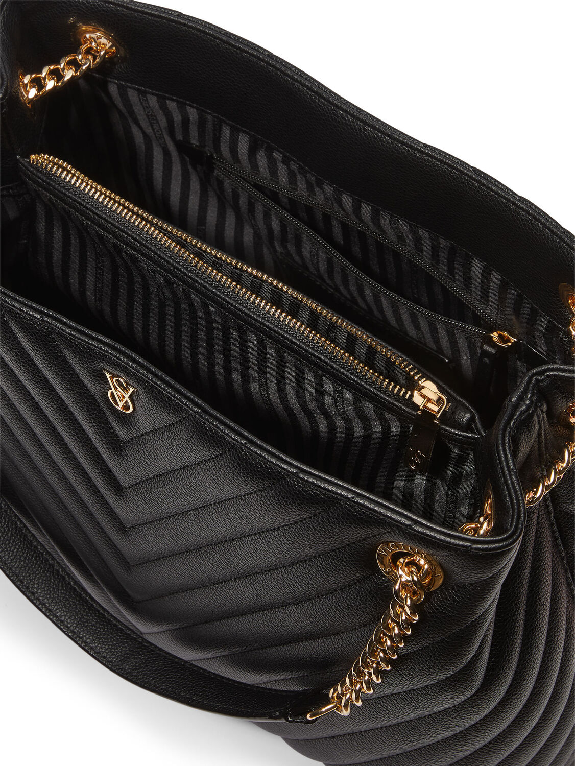 vs Victoria's Secret Beauty Chain Shoulder Tote Bag Black 3 of 3 