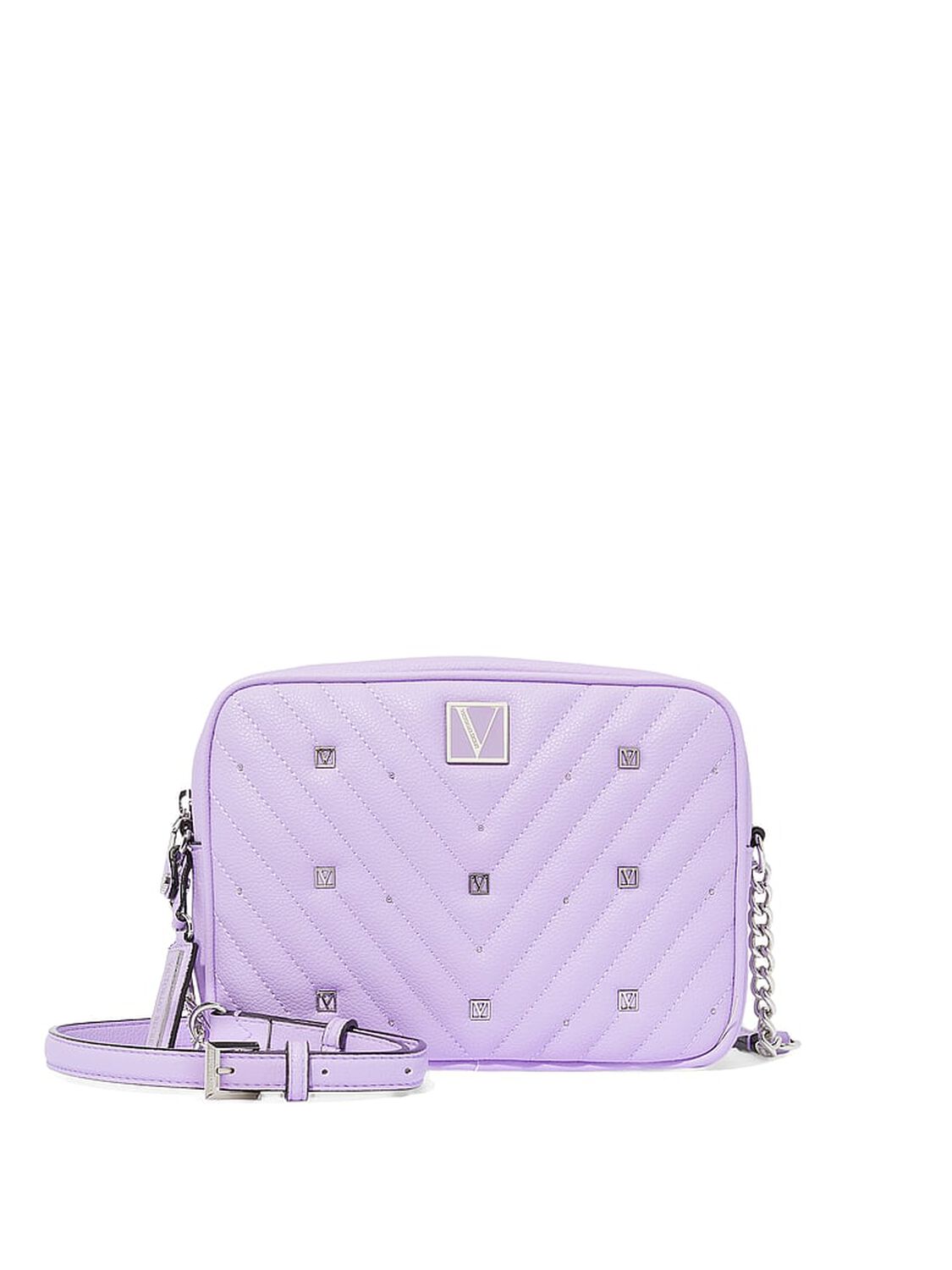 vs Victoria's Secret The Victoria Top-Zip Crossbody Lilac Stud 1 of 3 