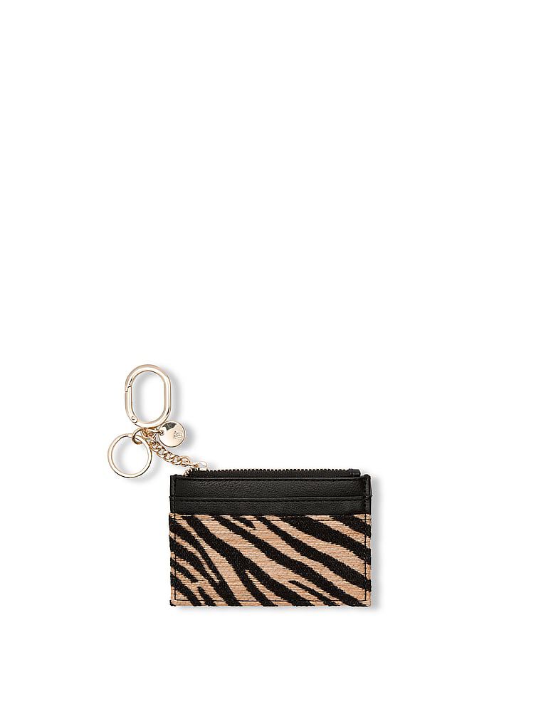 Classic Card Case Keychain Black Zebra Straw One Size | Victoria's