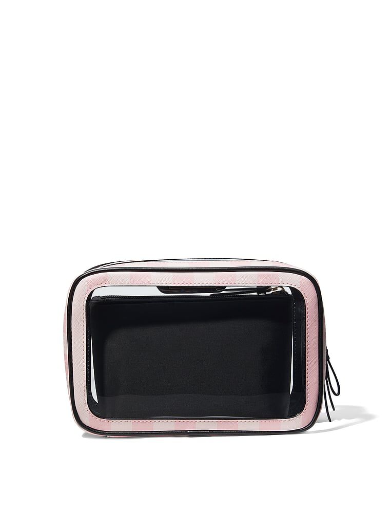 Victoria secret signature stripe beauty bag clearance