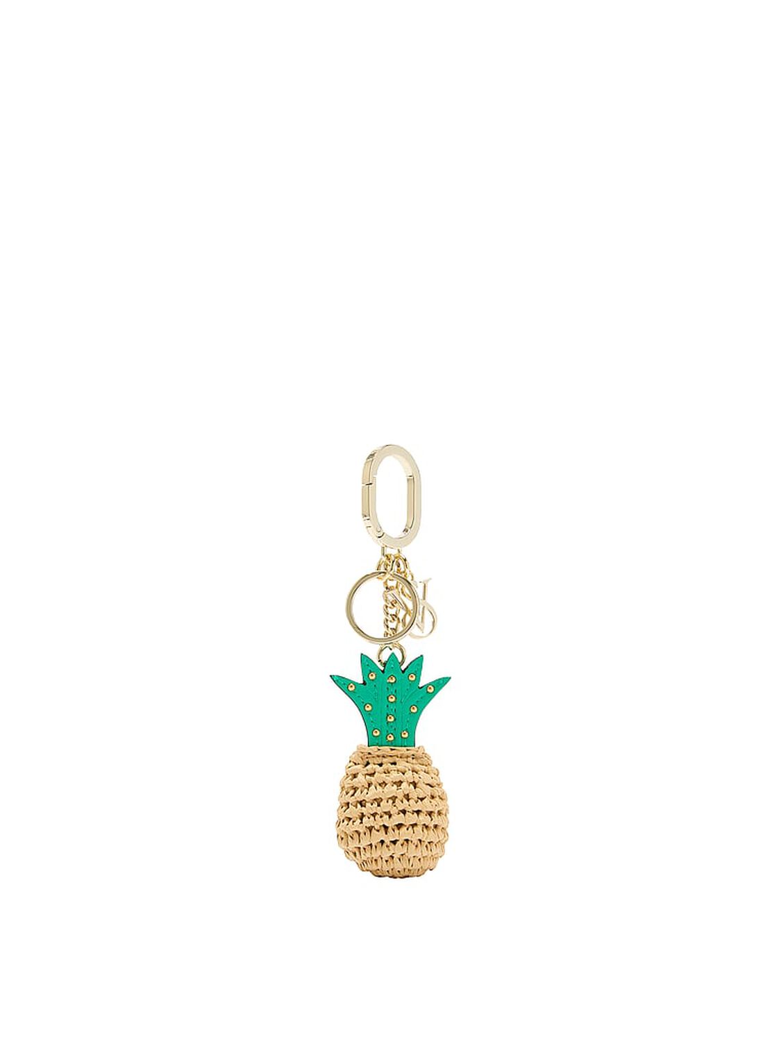 beauty Victoria's Secret Straw Pineapple Bag Charm Keychain Tahitian Green 1 of 2 