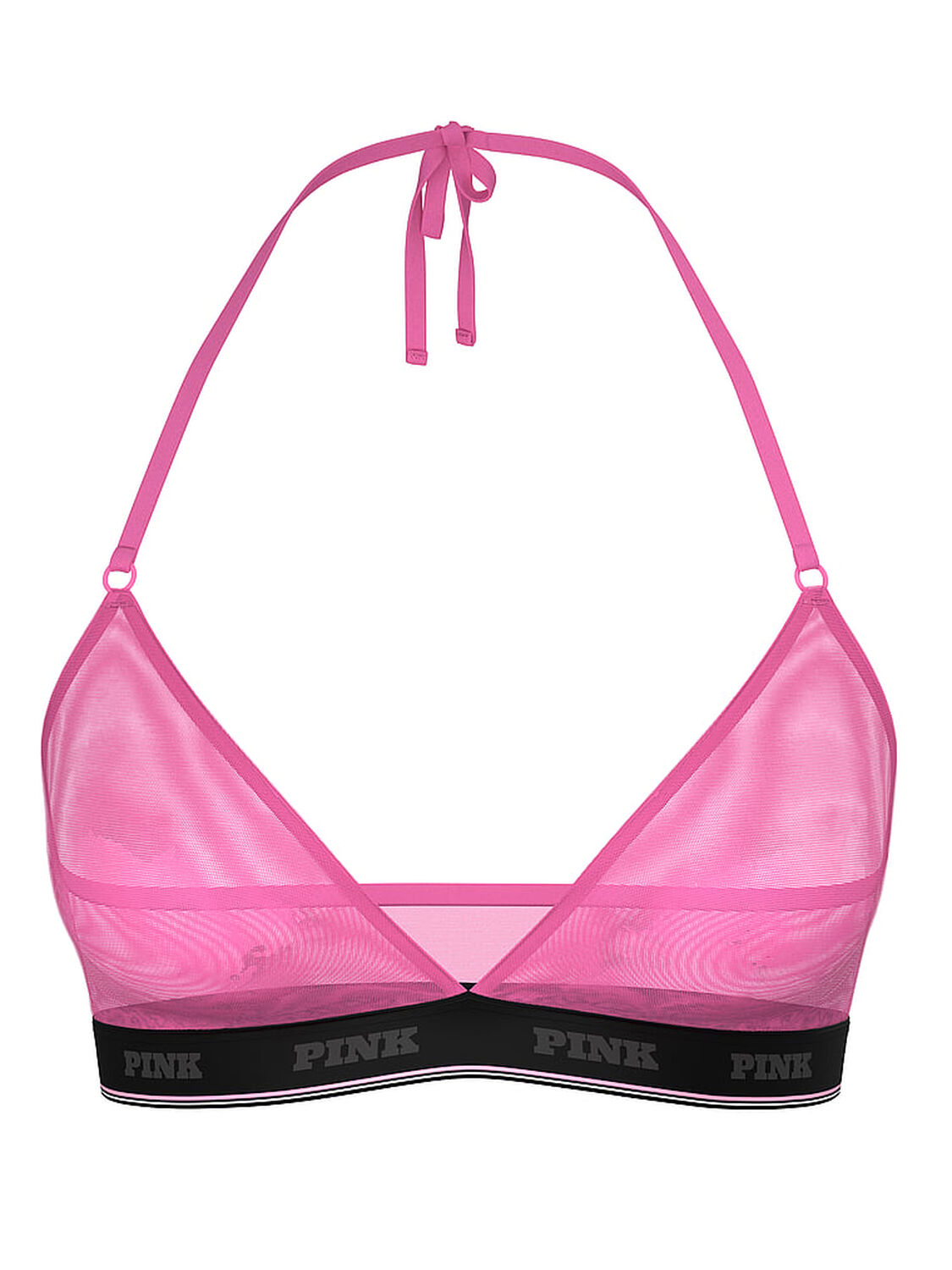 vs Pink Bralettes & Bra Tops Logo Mesh Halter Triangle Bralette Radiant Rose 3 of 3 
