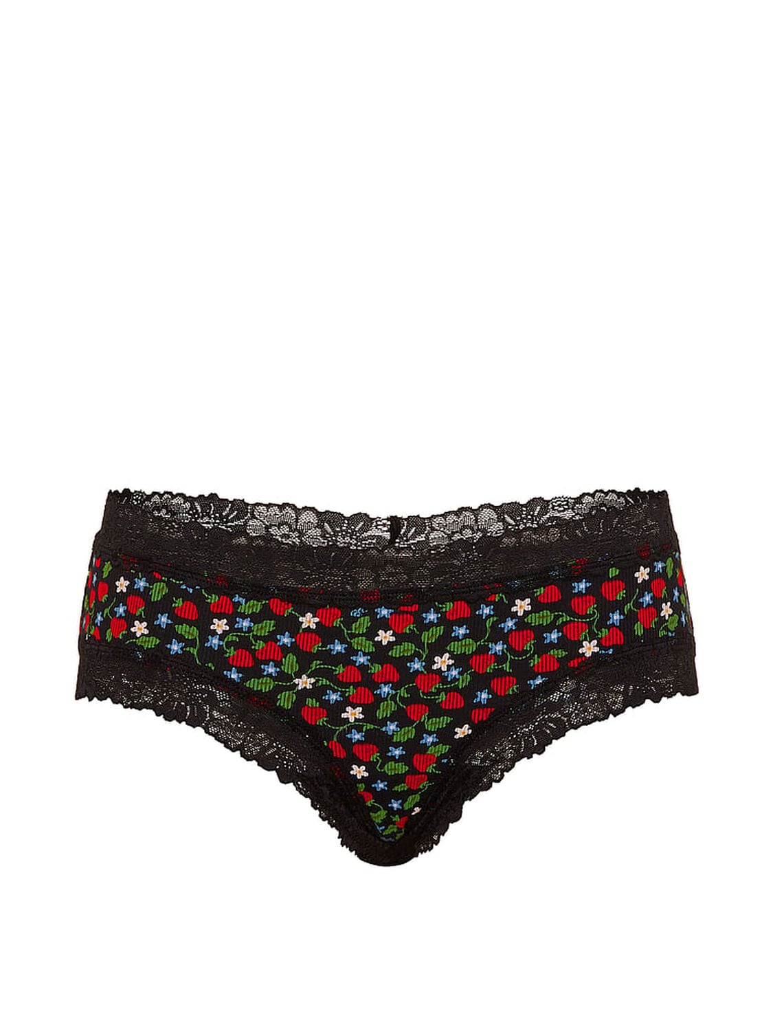 vs Pink Cotton Lace Trim Cheeky Panty Black Strawberry 3 of 3 