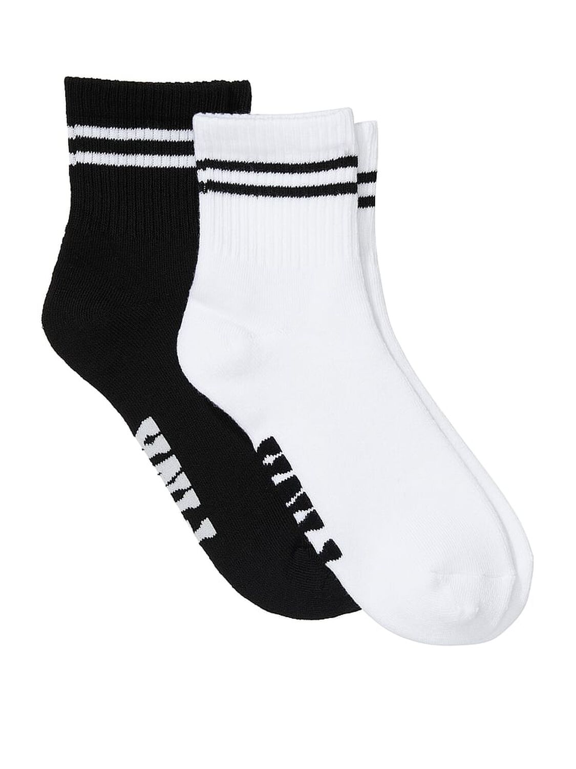 vs Pink Quarter Sock 2 Pack Optic White & Pure Black 2 of 2 