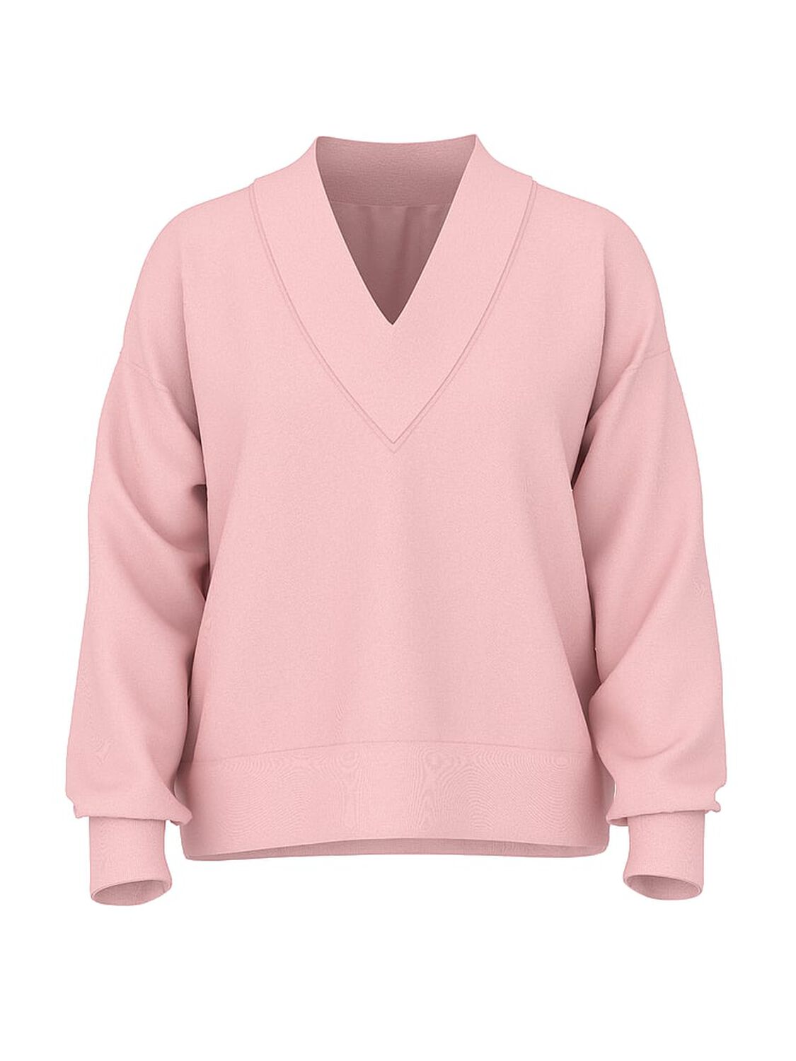 vs Pink Ivy Fleece V-Neck High-Low Cropped Sweatshirt Doll House 3 of 3 