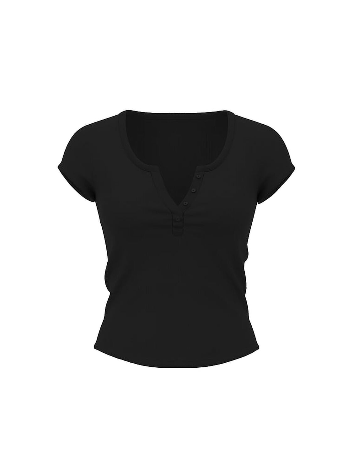 vs Pink Multi Rib Henley Tee Pure Black 3 of 3 