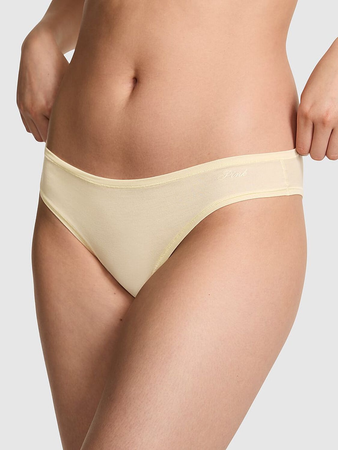 vs Pink Cotton Cheeky Panty Palest Yellow 1 of 3 