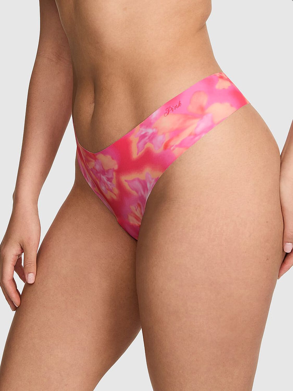vs Pink No-Show Thong Panty Floral 1 of 3 