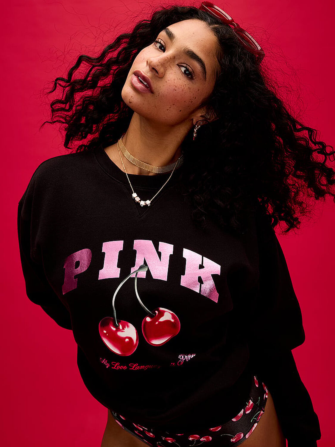vs Pink Campus Fleece&trade; Oversized Crew Sweatshirt Pure Black Vday 4 of 4 