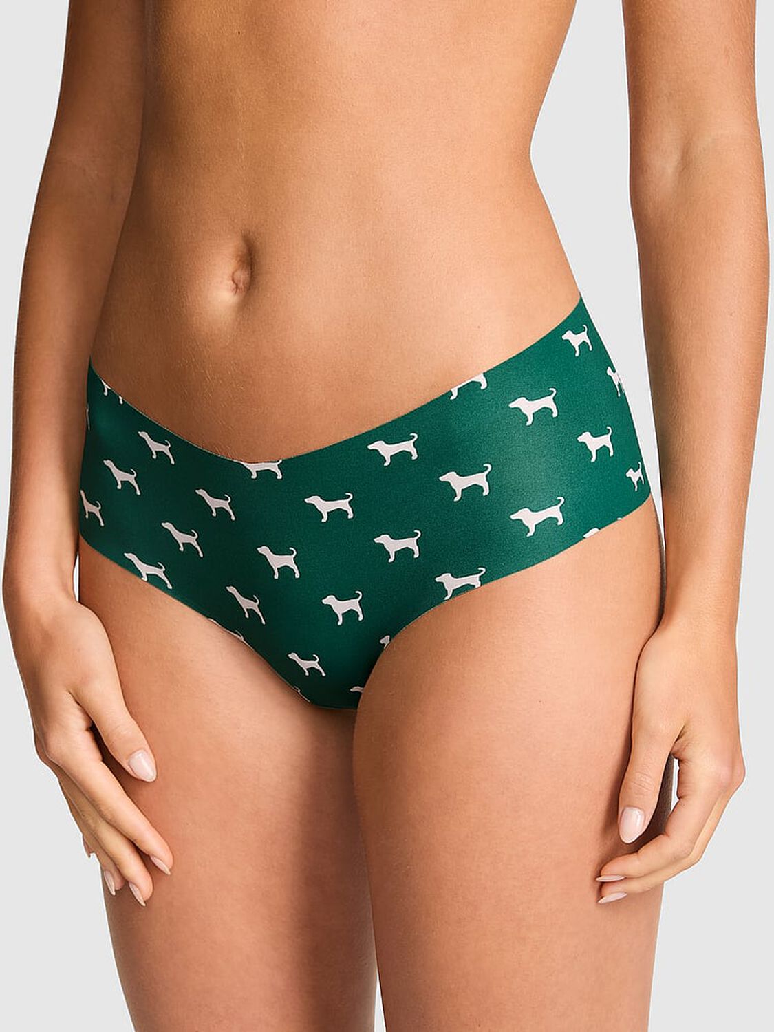 vs Pink No-Show Cheeky Panty Dk Garden Dog 1 of 3 