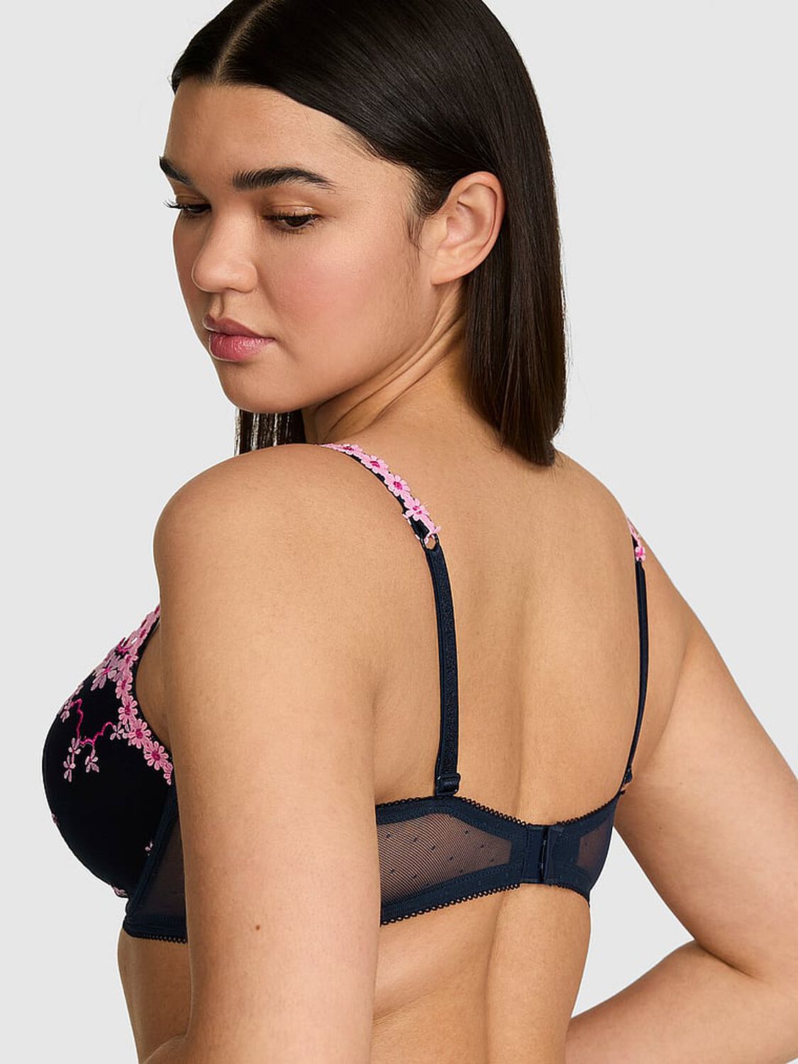 vs Pink Wink Wink Lightly Lined Balconette Bra Noir Navy 2 of 3 