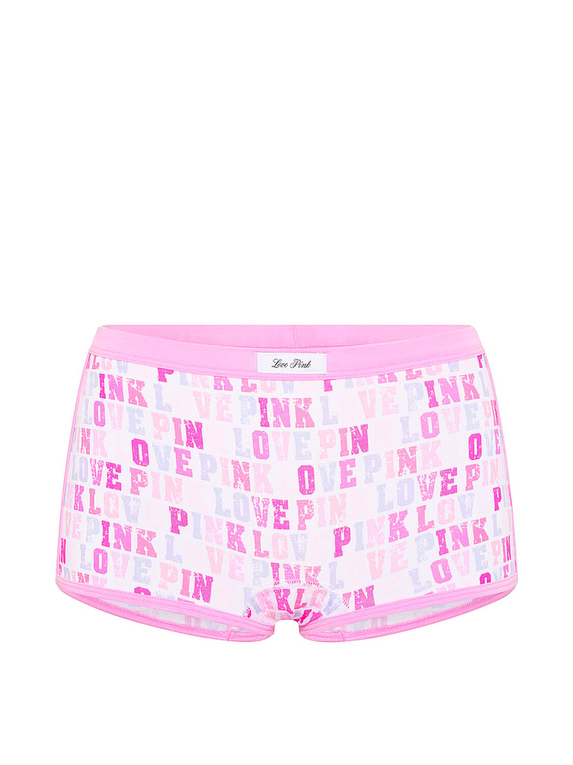 vs Pink Cotton Dorm Boyshort Panty White With Love Pink Print 3 of 4 