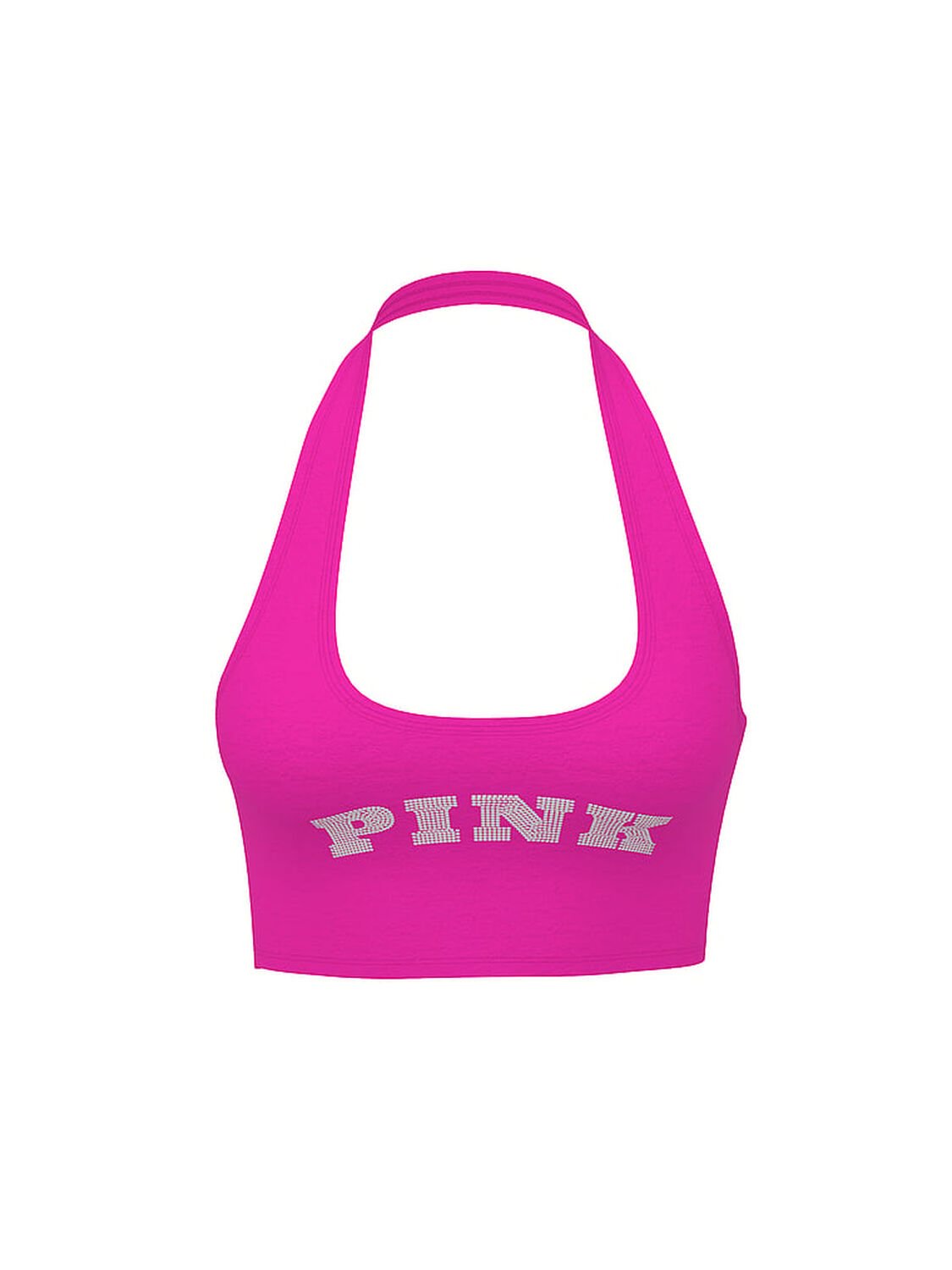 vs Pink All-Day Cotton Halter Sports Bra Pink Fire 3 of 3 
