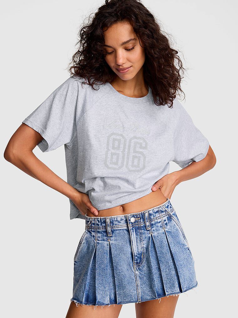 Campus Cotton™ Raglan Tee Medium Heather Grey | Victoria's Secret