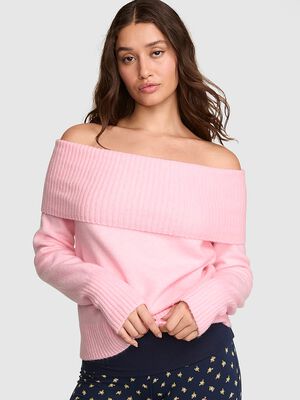 Comfy Girl Oﬀ-The-Shoulder Foldover Sweater