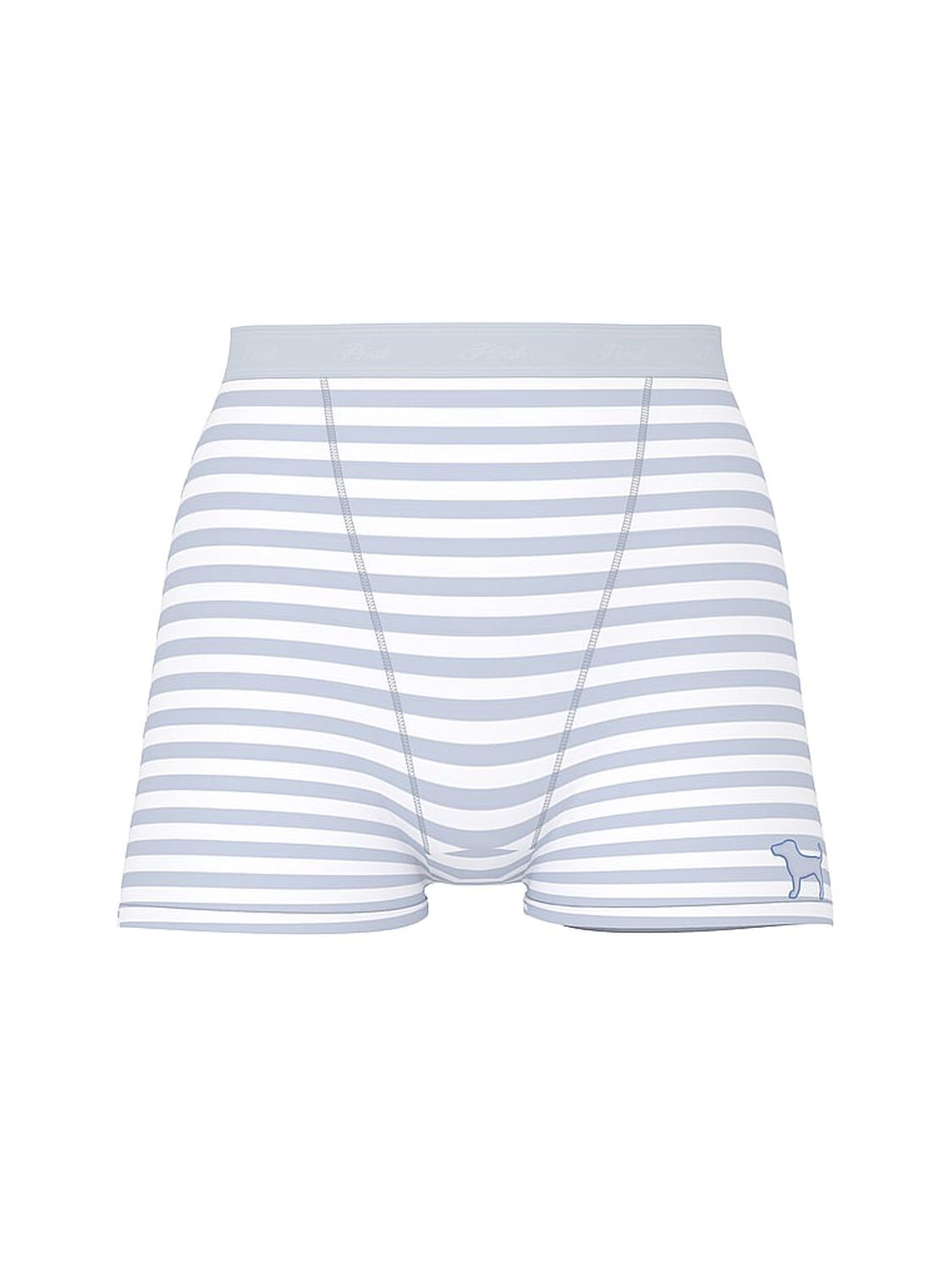 vs Pink Logo Cotton High-Waist Boyshort Panty Hydrangea Blue Stripe Dog Graphic 3 of 3 