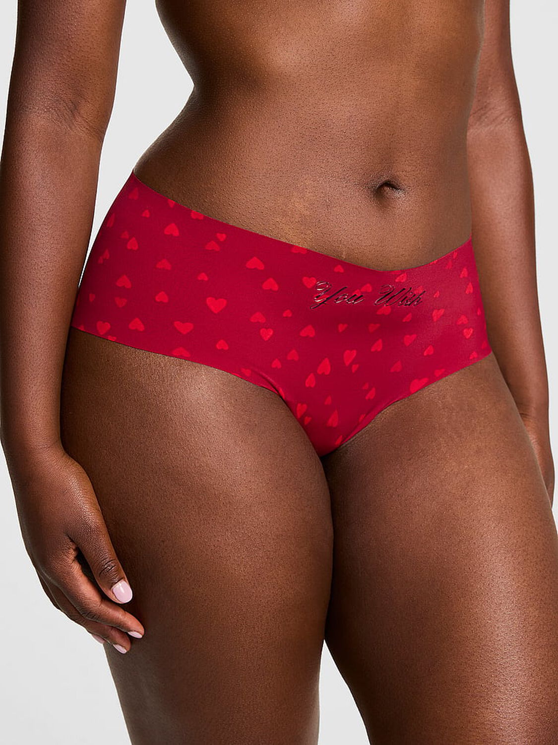 vs Pink No-Show Cheeky Panty Red Heart With Not Yours Foil Graphic 1 of 3 