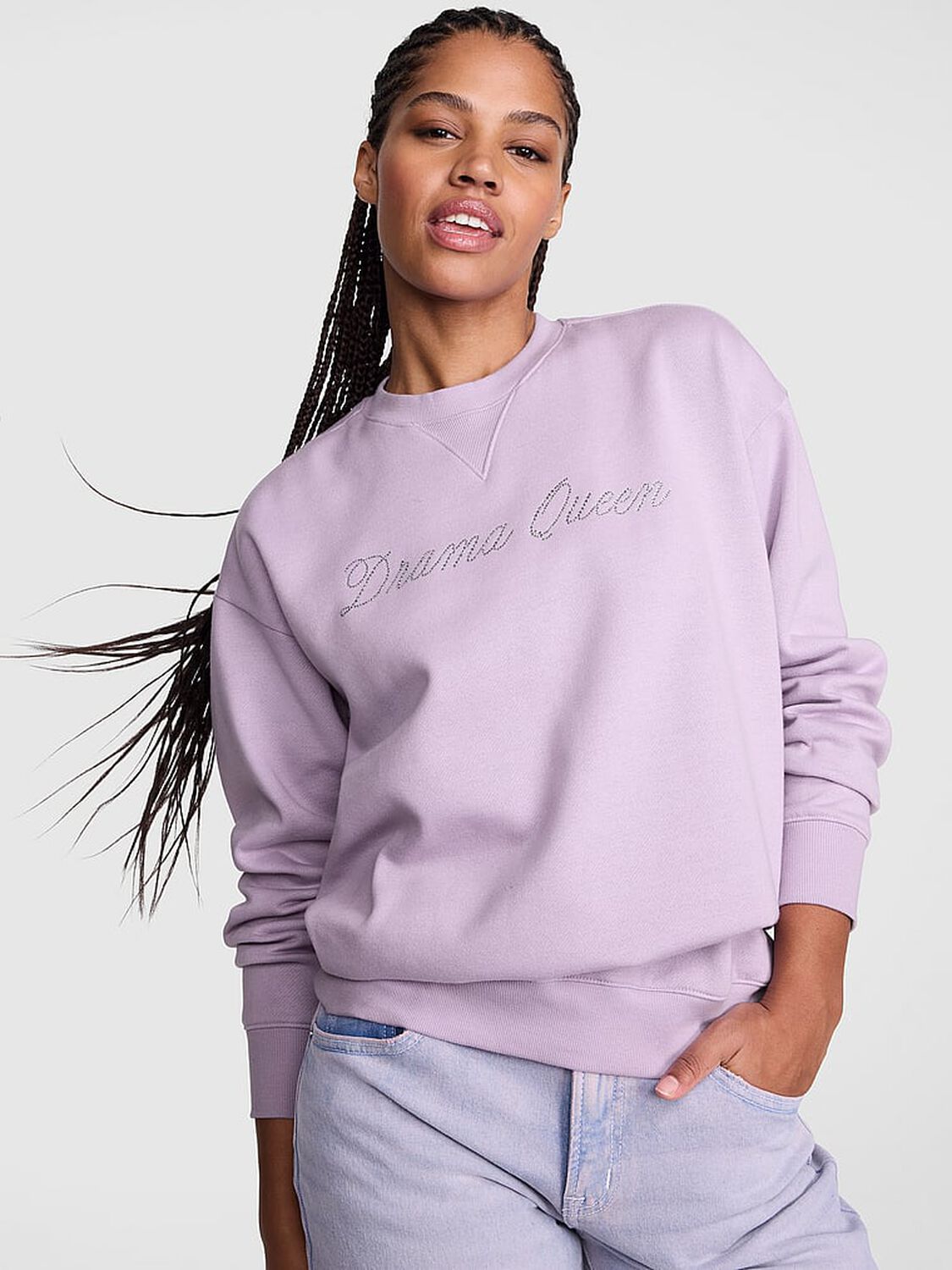 vs Pink Campus Fleece&trade; Oversized Crew Sweatshirt Antique Violet Shine 1 of 4 