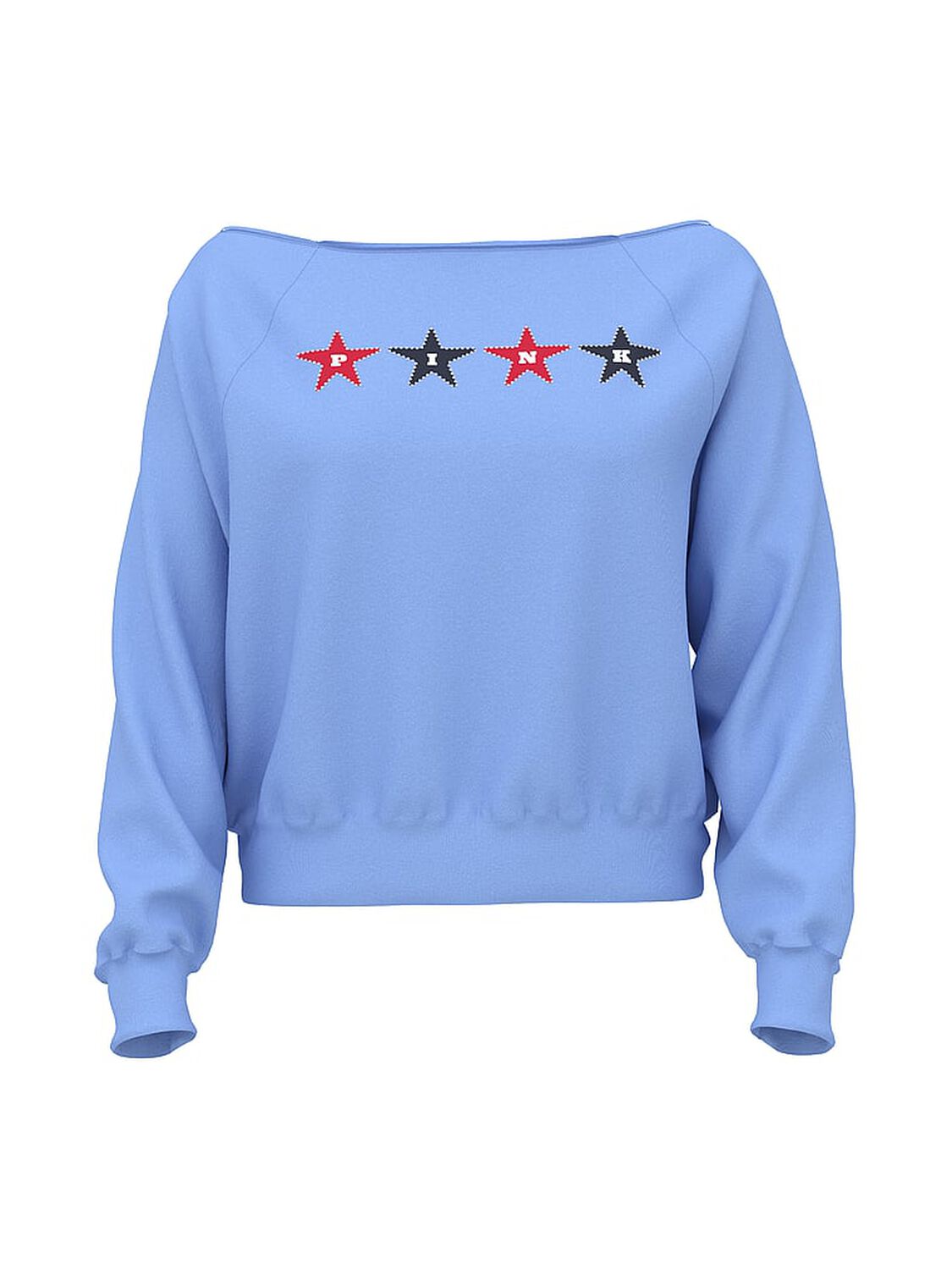 vs Pink Off The Shoulder Sweatshirt Seascape Blue Stars Bling 3 of 3 