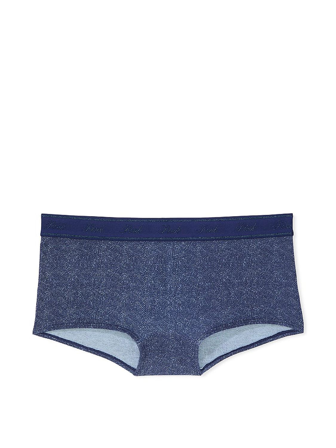 vs Pink Logo Cotton Boyshort Panty Dark Blue Denim Wash 3 of 3 