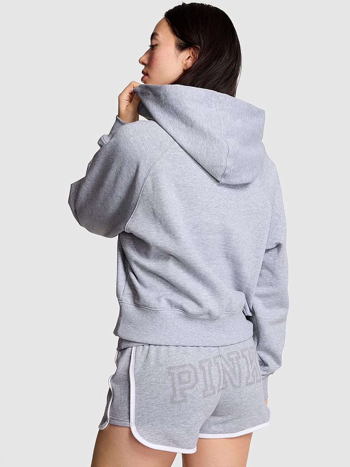 vs Pink Campus Fleece&trade; Shrunken Hoodie Medium Heather Grey 2 of 3 