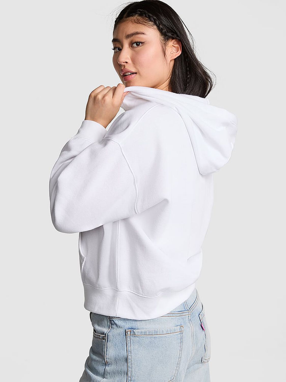 vs Pink Ivy Fleece Campus Full-Zip Hoodie Vs White Shine 2 of 4 
