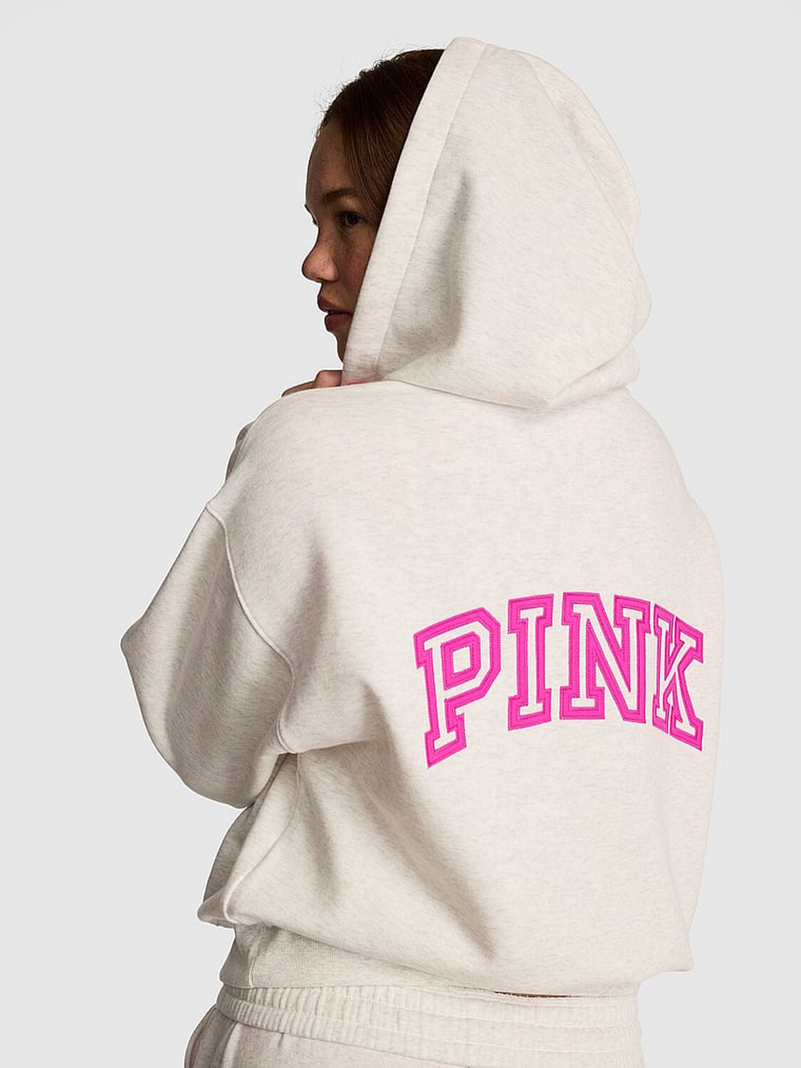 vs Pink Campus Fleece&trade; Half-Zip Hoodie Snow Heather 2 of 3 